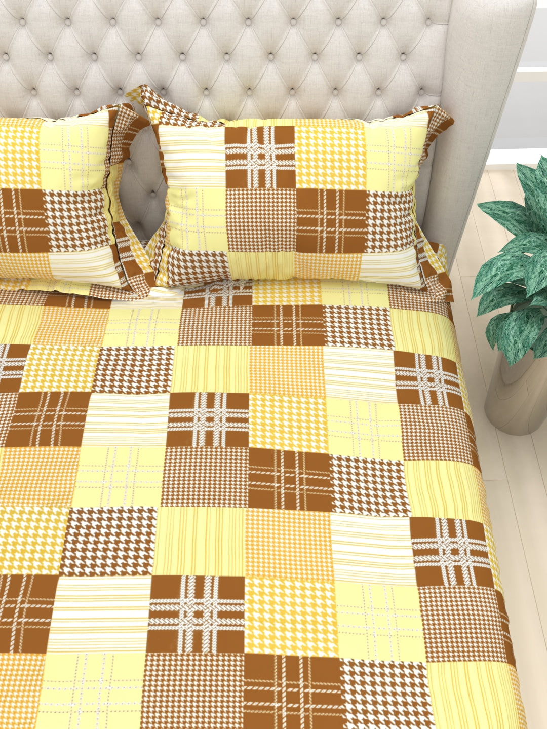 Clay Double Bed Pure Cotton Sheet Set - Muted Brown