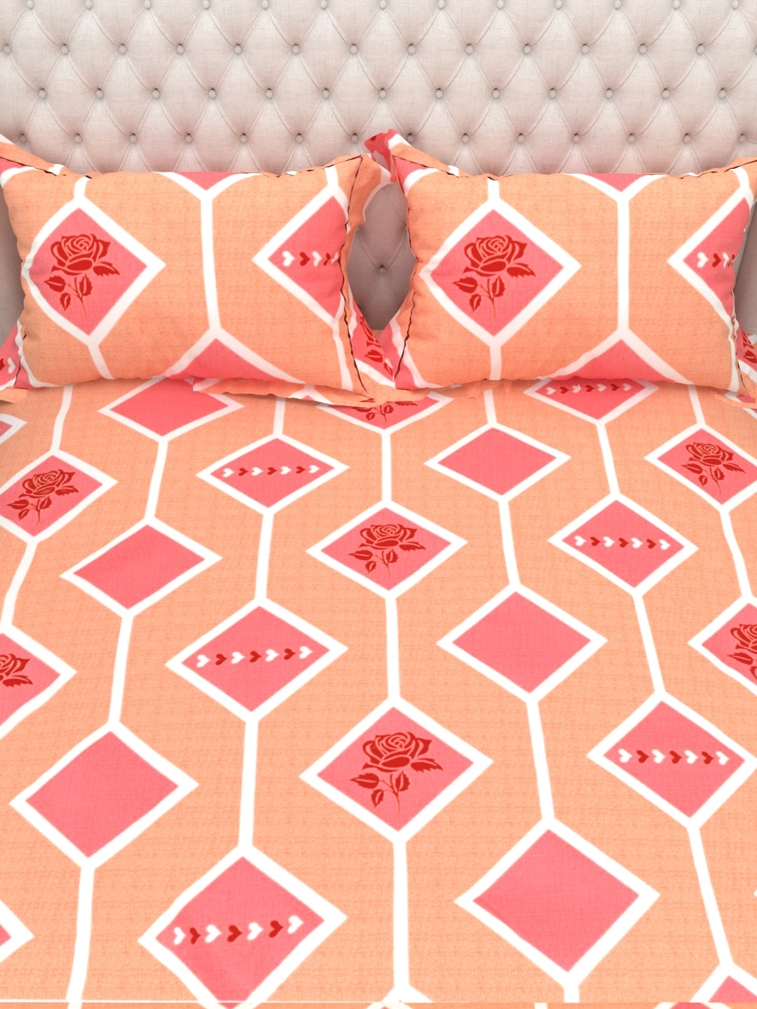 Clay Double Bed Pure Cotton Sheet Set - Peach