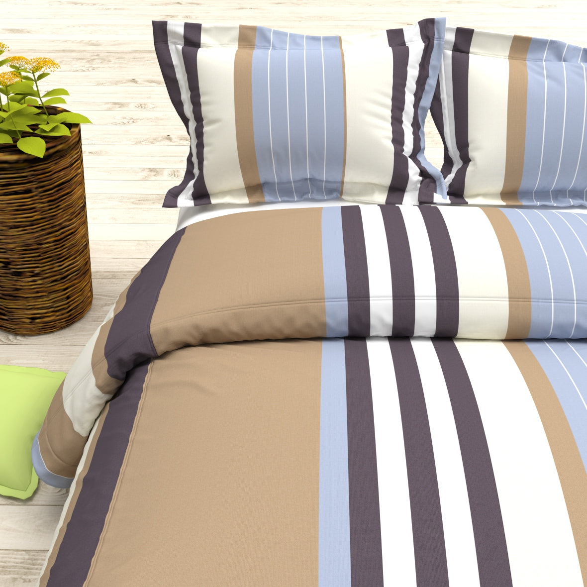 Cider Double Bed Micro-Cotton Sheet Set - Beige Brown