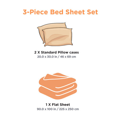 Faith 100% Cotton Satin Double Size Bedsheet with 2 Pillow Covers - Extra Soft - 220 TC Satin Weave - 3