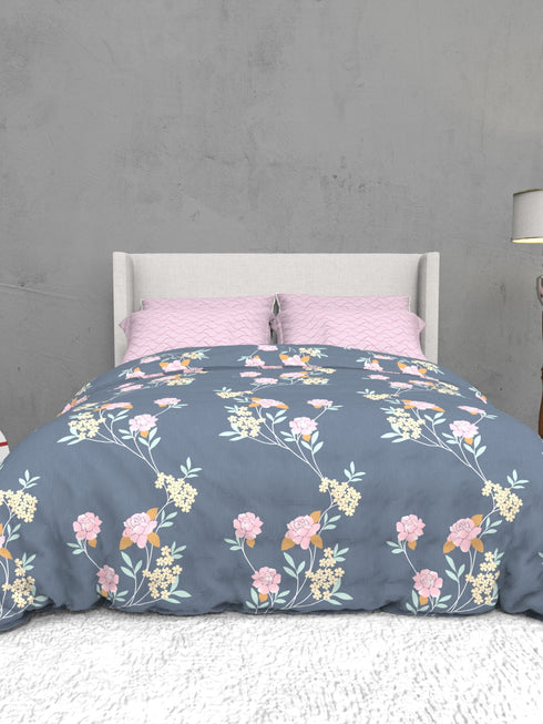 The White Moss Soft Cotton Ida Double Bedsheet With 2 Pillow Covers-2