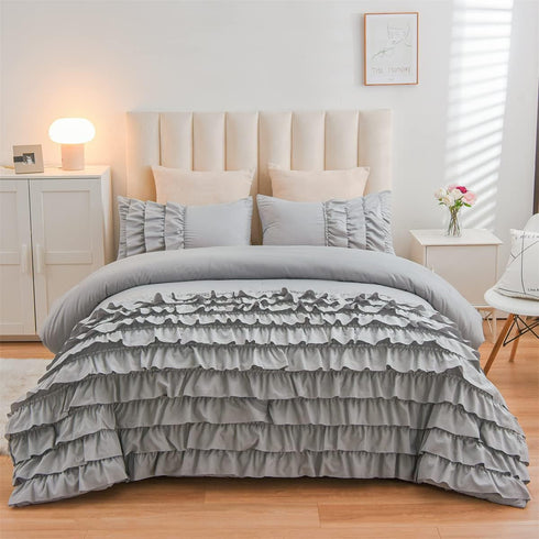 River Ruffles Double Bed Microfibre Comforter With 2 Pillow Covers- Easy care-Hypoallergenic