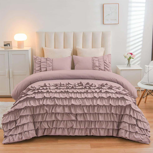 River Ruffles Double Bed Microfibre Comforter With 2 Pillow Covers- Easy care-Hypoallergenic