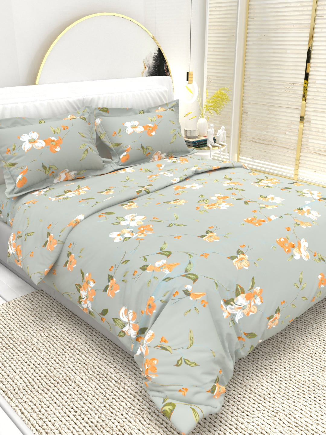 Clay Double Bed Pure Cotton Sheet Set - Gray