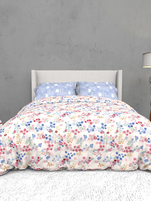 The White Moss Soft Cotton Ida Double Bedsheet With 2 Pillow Covers