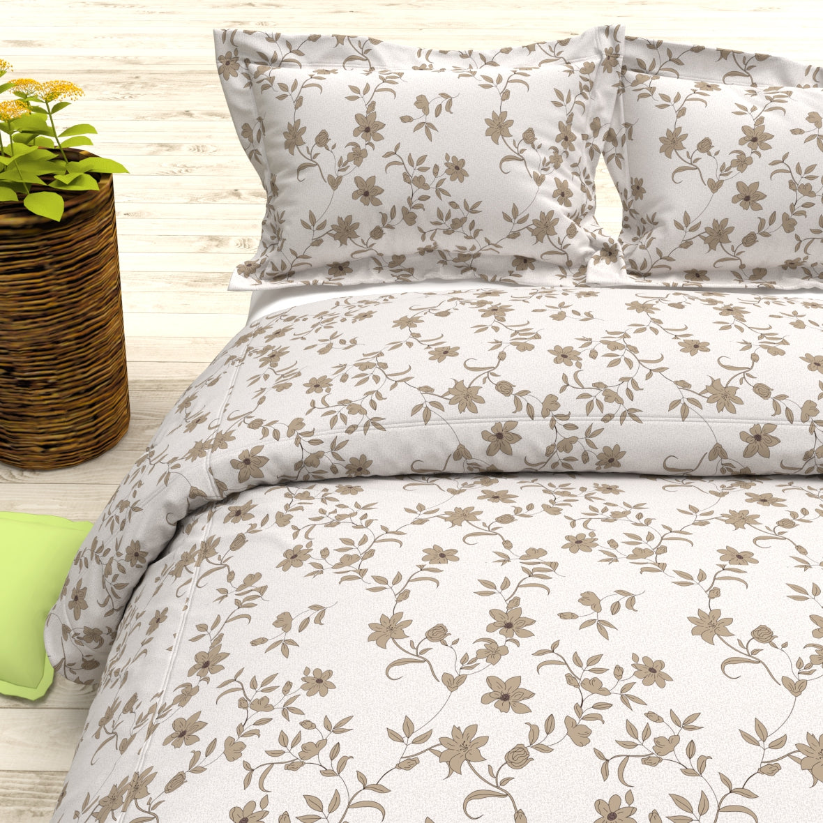 Cider Double Bed Micro-Cotton Sheet Set - Beige Brown
