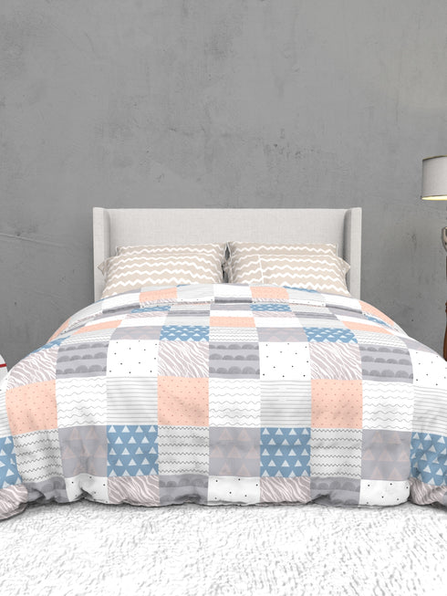 The White Moss Soft Cotton Ida Double Bedsheet With 2 Pillow Covers