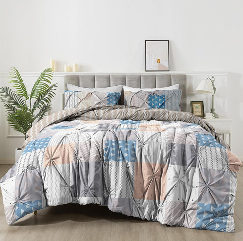 The White Moss Hannah Reversible Print Pinch Pleat Winter Comforter With Pillow Covers
