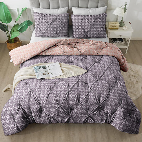 The White Moss Hannah Reversible Print Pinch Pleat AC Comforter With Pillow Cover