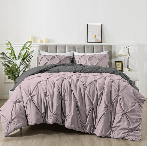 The White Moss Rosalie Reversible Pinch Pleat comforter with 2 pillow covers