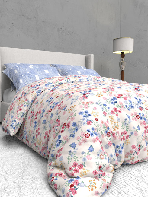 The White Moss Soft Cotton Ida Double Bedsheet With 2 Pillow Covers