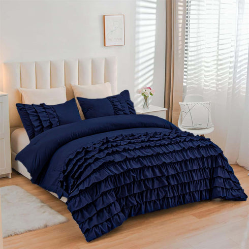 River Ruffles Double Bed Microfibre Comforter With 2 Pillow Covers- Easy care-Hypoallergenic