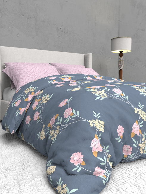 The White Moss Soft Cotton Ida Double Bedsheet With 2 Pillow Covers-2