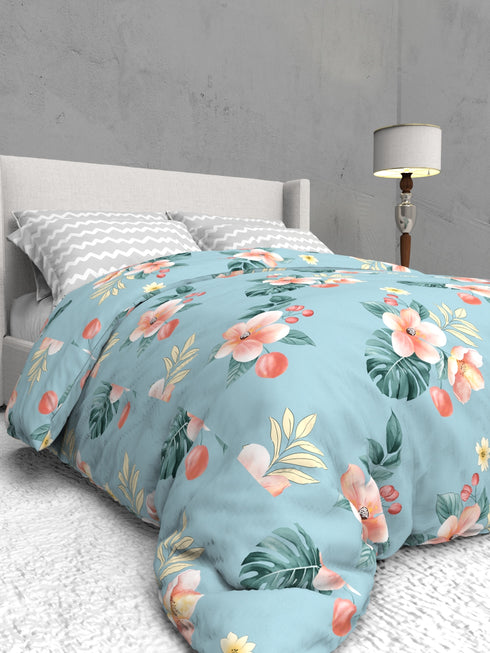 The White Moss Soft Cotton Ida Double Bedsheet With 2 Pillow Covers-2