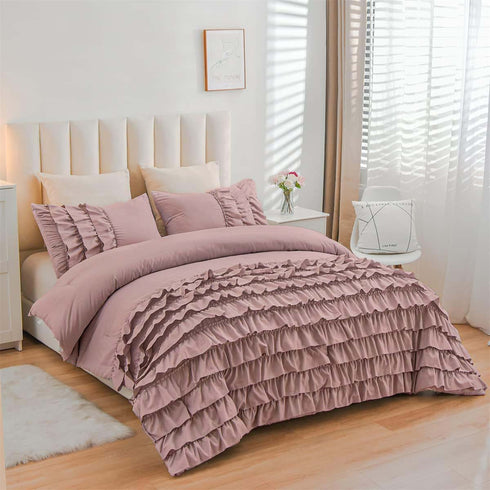 River Ruffles Double Bed Microfibre Comforter With 2 Pillow Covers- Easy care-Hypoallergenic
