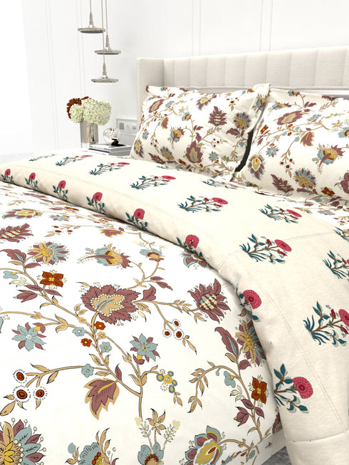 Shelton Reversible Double Bed Comforter and Bedsheet Combo-Soft Micro -Weave Fabric, All Season Use-Reusable Bag Pack- Complete Room Set