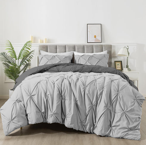 The White Moss Rosalie Reversible Pinch Pleat comforter with 2 pillow covers