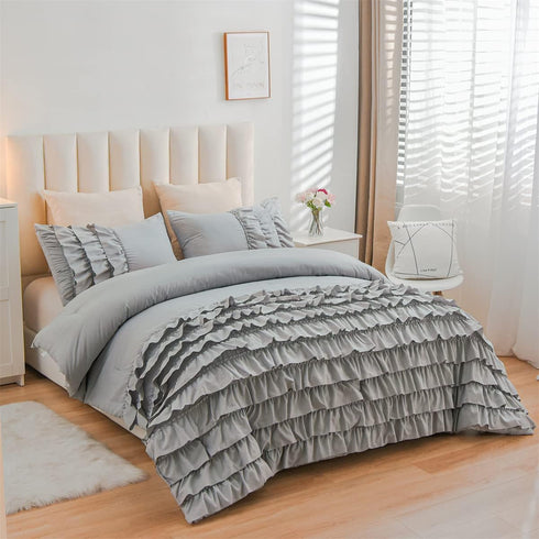 River Ruffles Double Bed Microfibre Comforter With 2 Pillow Covers- Easy care-Hypoallergenic
