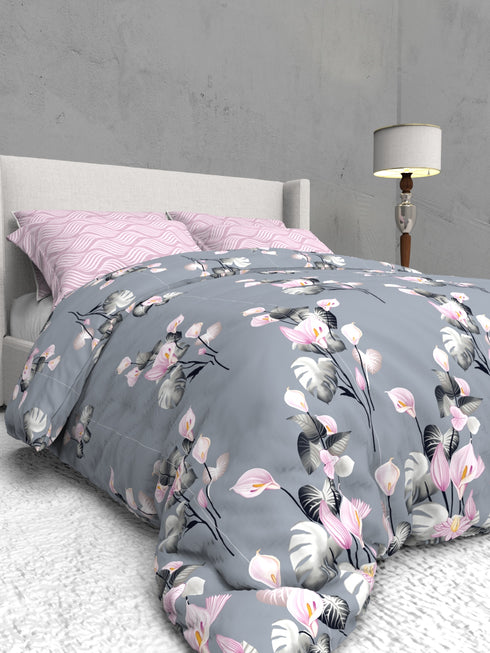 The White Moss Soft Cotton Ida Double Bedsheet With 2 Pillow Covers