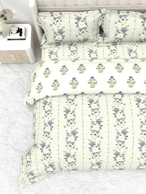 Shelton Reversible Double Bed Comforter and Bedsheet Combo-Soft Micro -Weave Fabric, All Season Use-Reusable Bag Pack- Complete Room Set