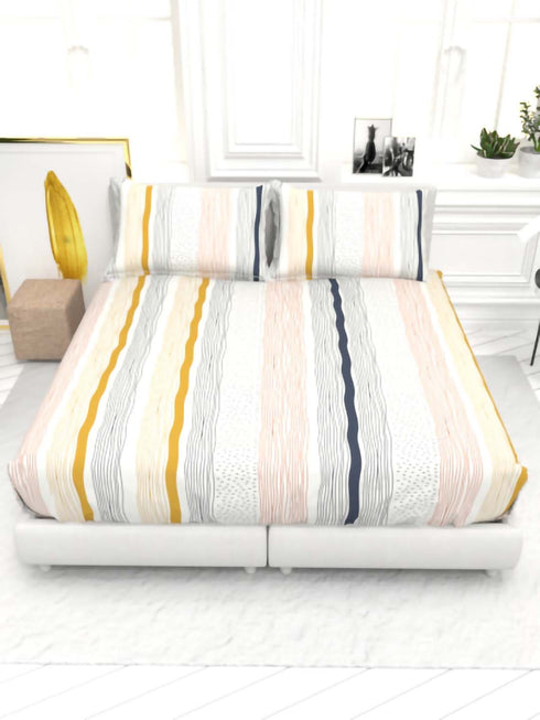 The White moss Cider Luxury Queen Size Bedsheet set with 2 Pillow Covers