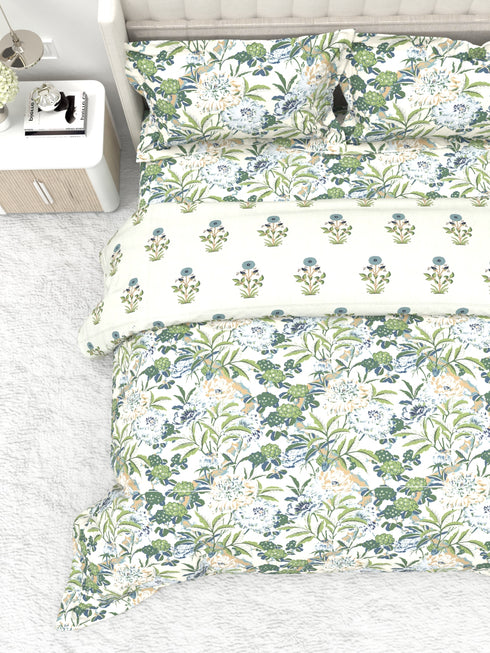 Shelton Reversible Double Bed Comforter and Bedsheet Combo-Soft Micro -Weave Fabric, All Season Use-Reusable Bag Pack- Complete Room Set