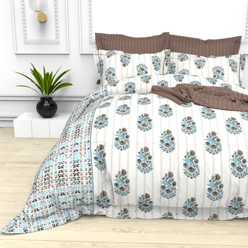 Christie 100% Cotton Striped Satin 220 TC King size Bed Linen Set with 4 Pillow Covers -1