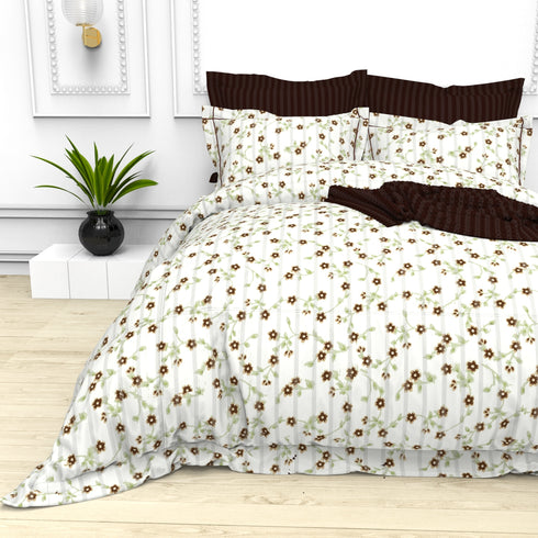 Christie 100% Cotton Striped Satin 220 TC King size Bed Linen Set with 4 Pillow Covers -1