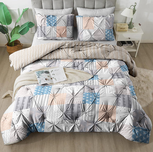 The White Moss Hannah Reversible Print Pinch Pleat AC Comforter With Pillow Cover