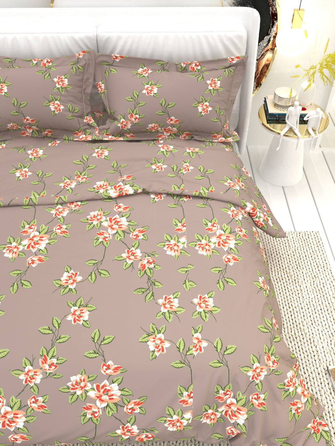 Clay Double Bed Pure Cotton Sheet Set - Dusty Plum