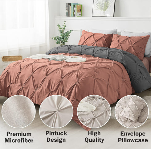 The White Moss Rosalie Reversible Pinch Pleat comforter with 2 pillow covers