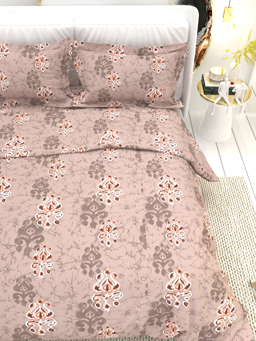Clay Double Bed Pure Cotton Sheet Set - Dusty Rose