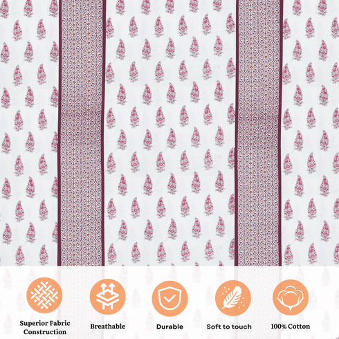 Faith 100% Cotton Satin Double Size Bedsheet with 2 Pillow Covers - Extra Soft - 220 TC Satin Weave - 3