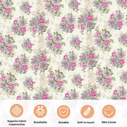 Faith 100% Cotton Satin Double Size Bedsheet with 2 Pillow Covers - Extra Soft - 220 TC Satin Weave - 3