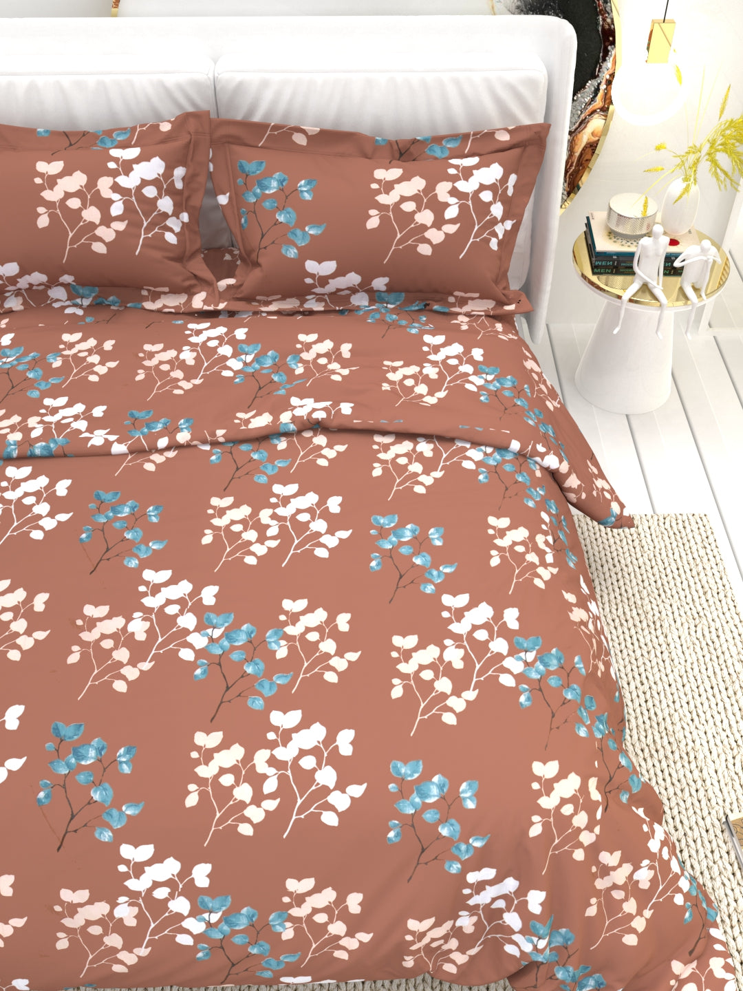 Clay Double Bed Pure Cotton Sheet Set - Rose Brown