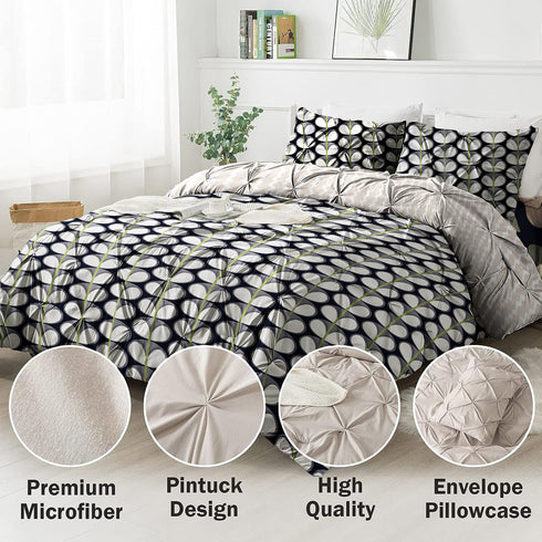 The White Moss Hannah Reversible Print Pinch Pleat AC Comforter With 2 Pillow Cover