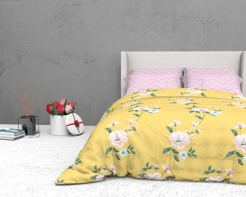 The White Moss Soft Cotton Ida Double Bedsheet With 2 Pillow Covers
