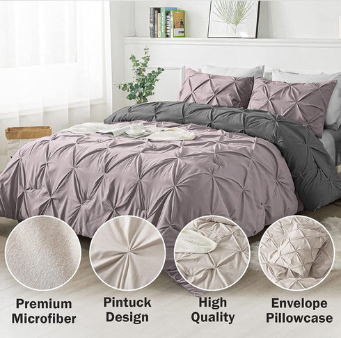 The White Moss Rosalie Reversible Pinch Pleat comforter with 2 pillow covers