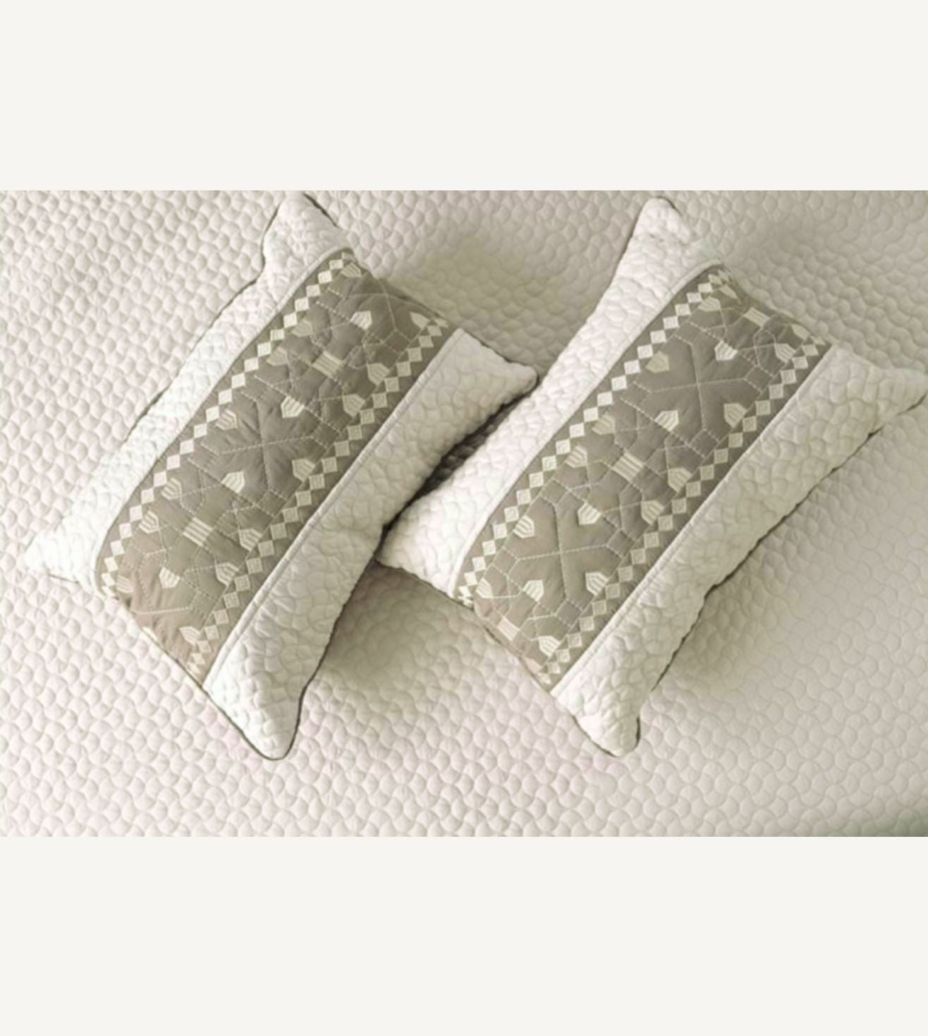 Noir 5-Piece Quilted & Embroidered Bedcover Ensemble - Beige
