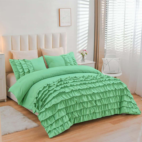 River Ruffles Double Bed Microfibre Comforter With 2 Pillow Covers- Easy care-Hypoallergenic