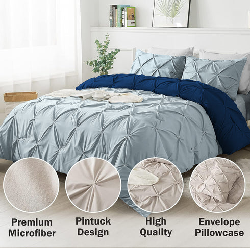 The White Moss Rosalie Reversible Pinch Pleat comforter with 2 pillow covers