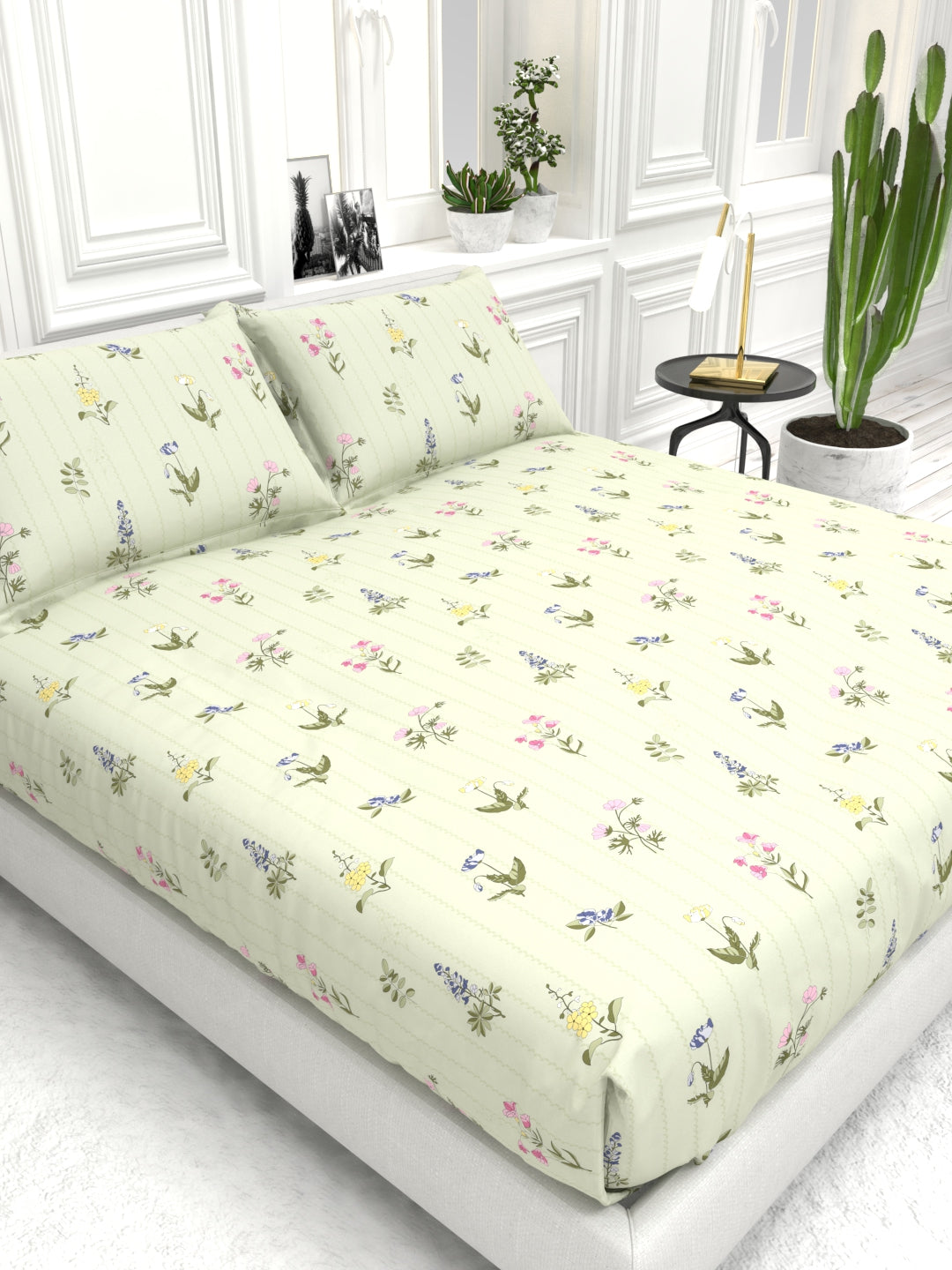 Cider Double Bed Micro-Cotton Sheet Set - Sage Green