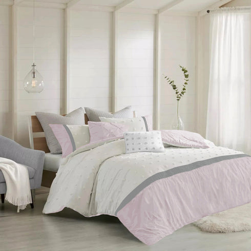 Kai Pom Pom Double Bed Microfiber Winter Comforter With 2 Pillow Covers