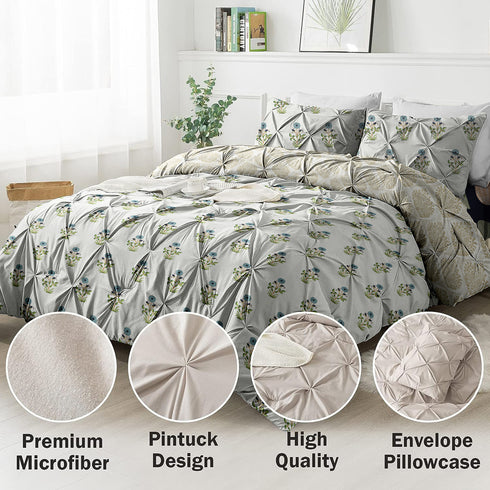 The White Moss Hannah Reversible Print Pinch Pleat AC Comforter With Pillow Cover