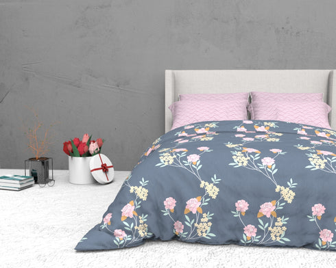 The White Moss Soft Cotton Ida Double Bedsheet With 2 Pillow Covers-2