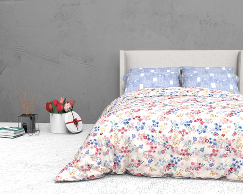 The White Moss Soft Cotton Ida Double Bedsheet With 2 Pillow Covers
