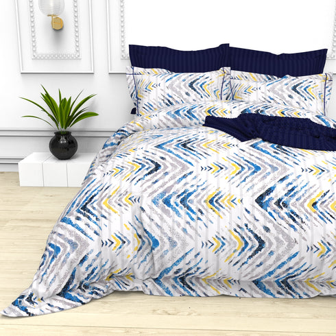 Christie 100% Cotton Striped Satin 220 TC King size Bed Linen Set with 4 Pillow Covers -1