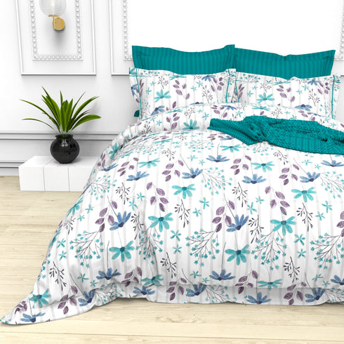 Christie 100% Cotton Striped Satin 220 TC King size Bed Linen Set with 4 Pillow Covers -1