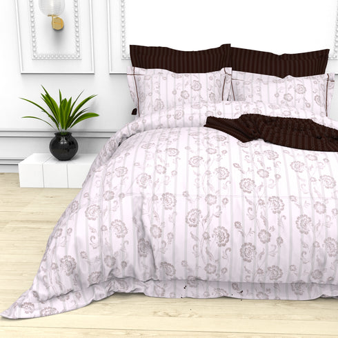 Christie 100% Cotton Striped Satin 220 TC King size Bed Linen Set with 4 Pillow Covers -1