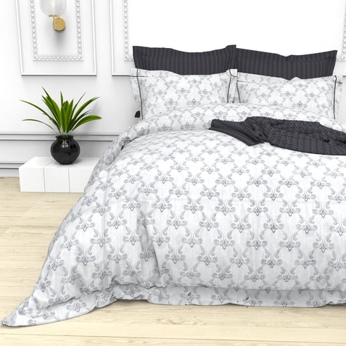 Christie 100% Cotton Striped Satin 220 TC King size Bed Linen Set with 4 Pillow Covers -1